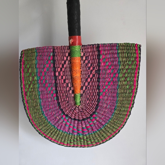 Handcrafted Multicolor Woven Fan Wall Decor - Picture 4 of 4
